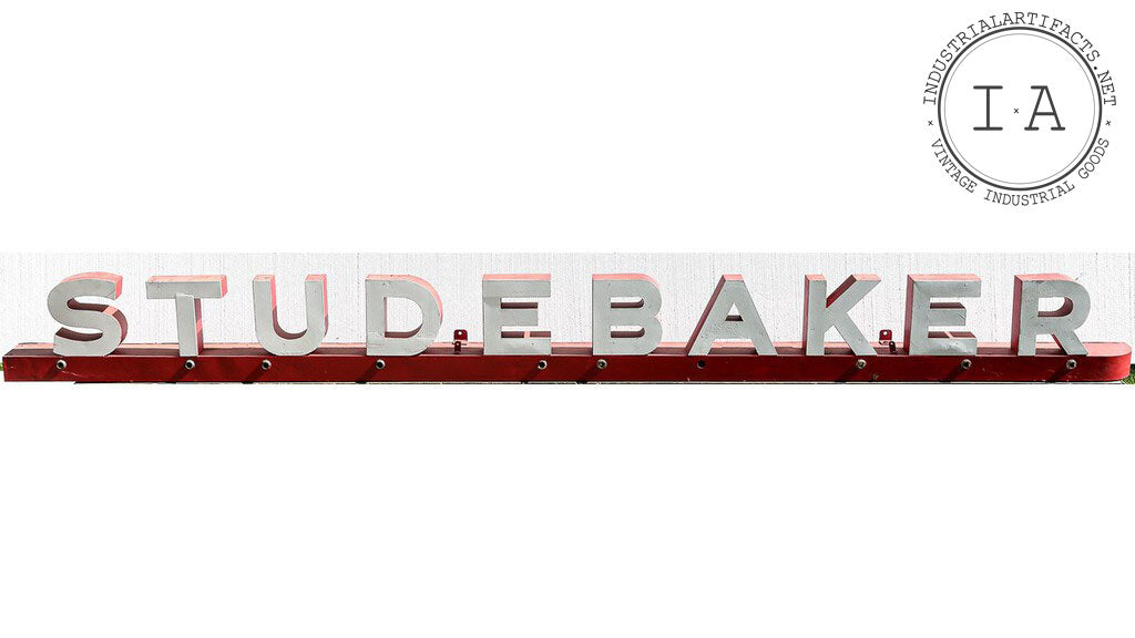 Large Antique Neon Studebaker Dealership Service Signage