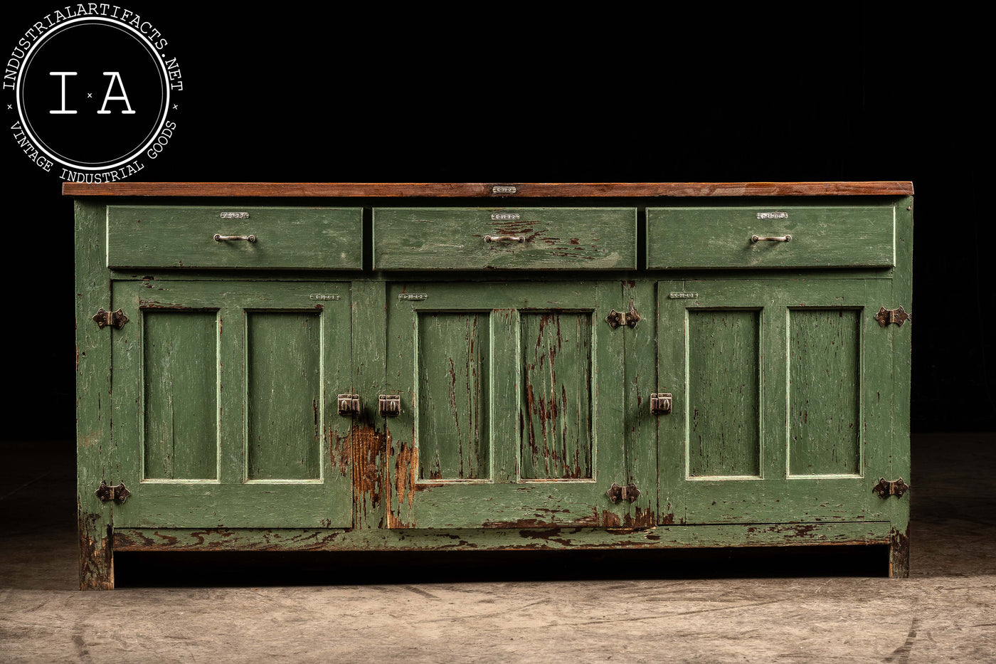 Antique Lab Cabinet with Butcher Block Top