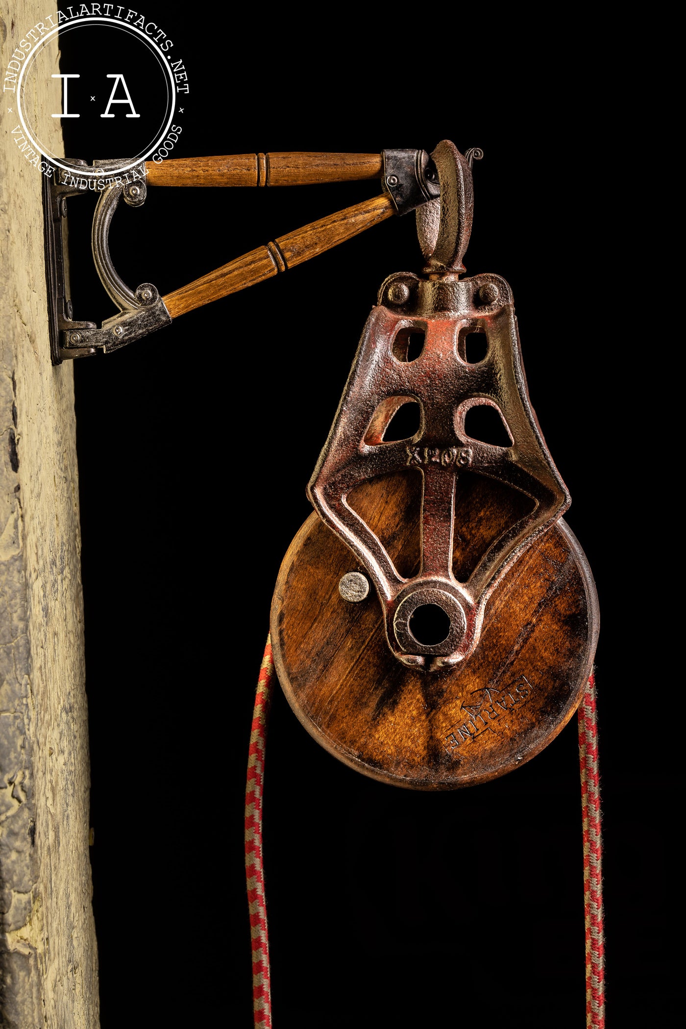 Vintage Industrial Pulley Lamp on Swing Arm