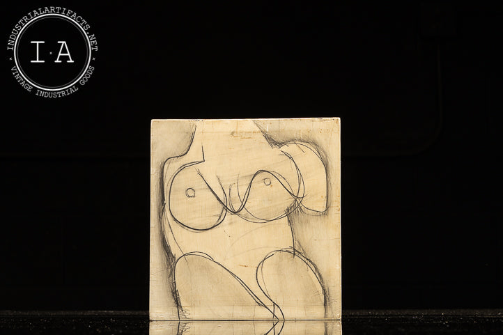 Vintage Nude Illustration Cube