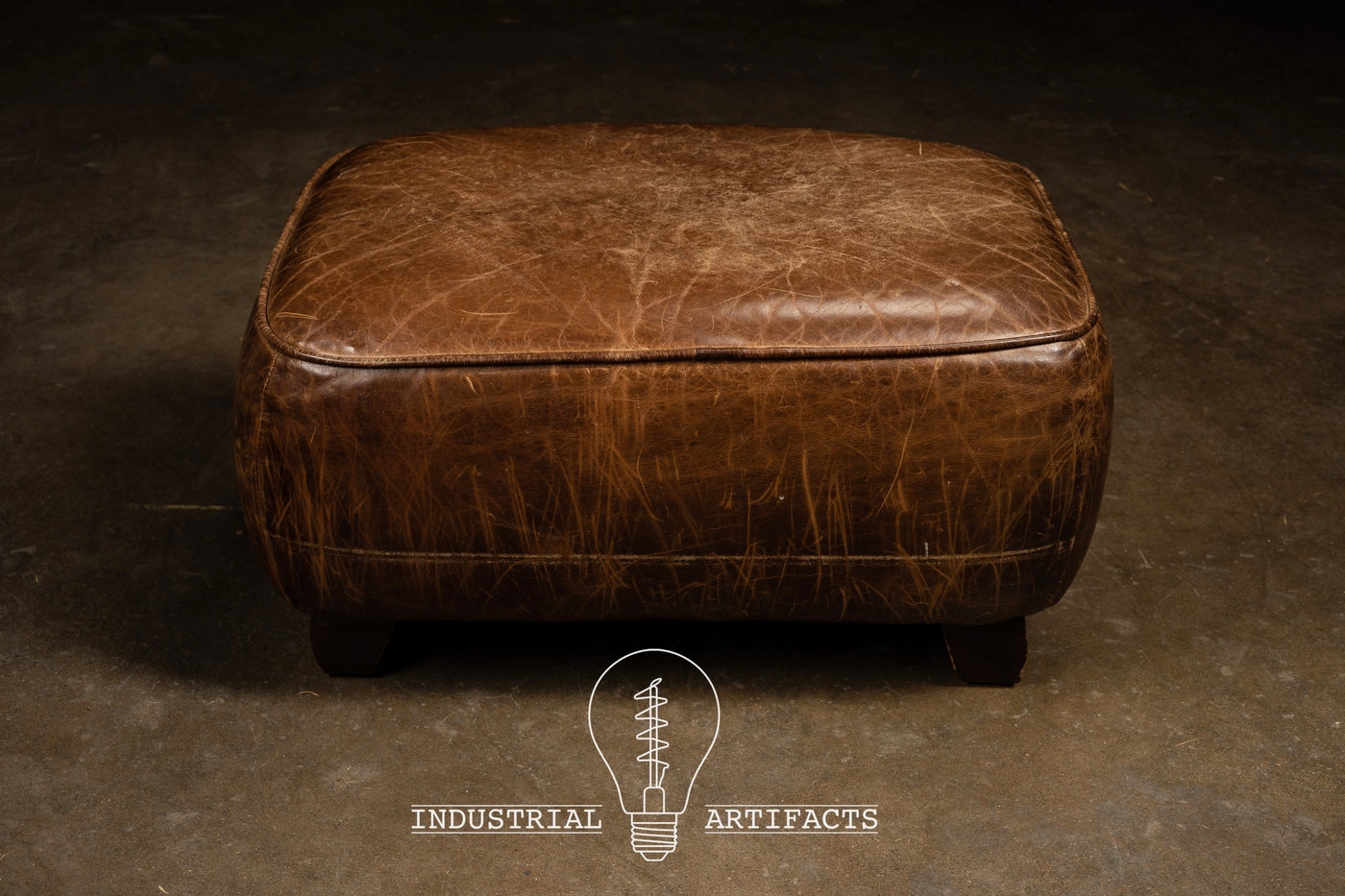 Leather Armchair with Ottoman