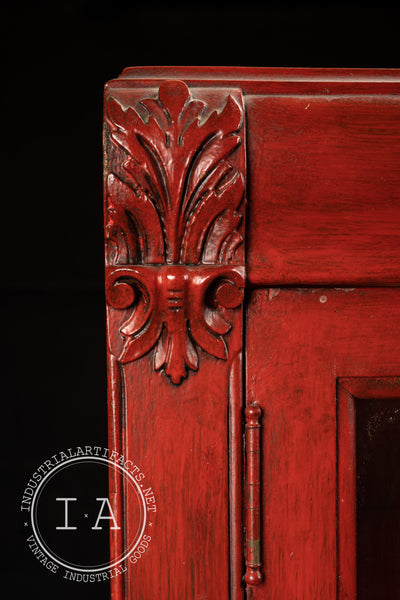 Vintage Red Lighted Bookcase