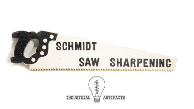 Figural Schmidt Saw Sharpening Trade Sign