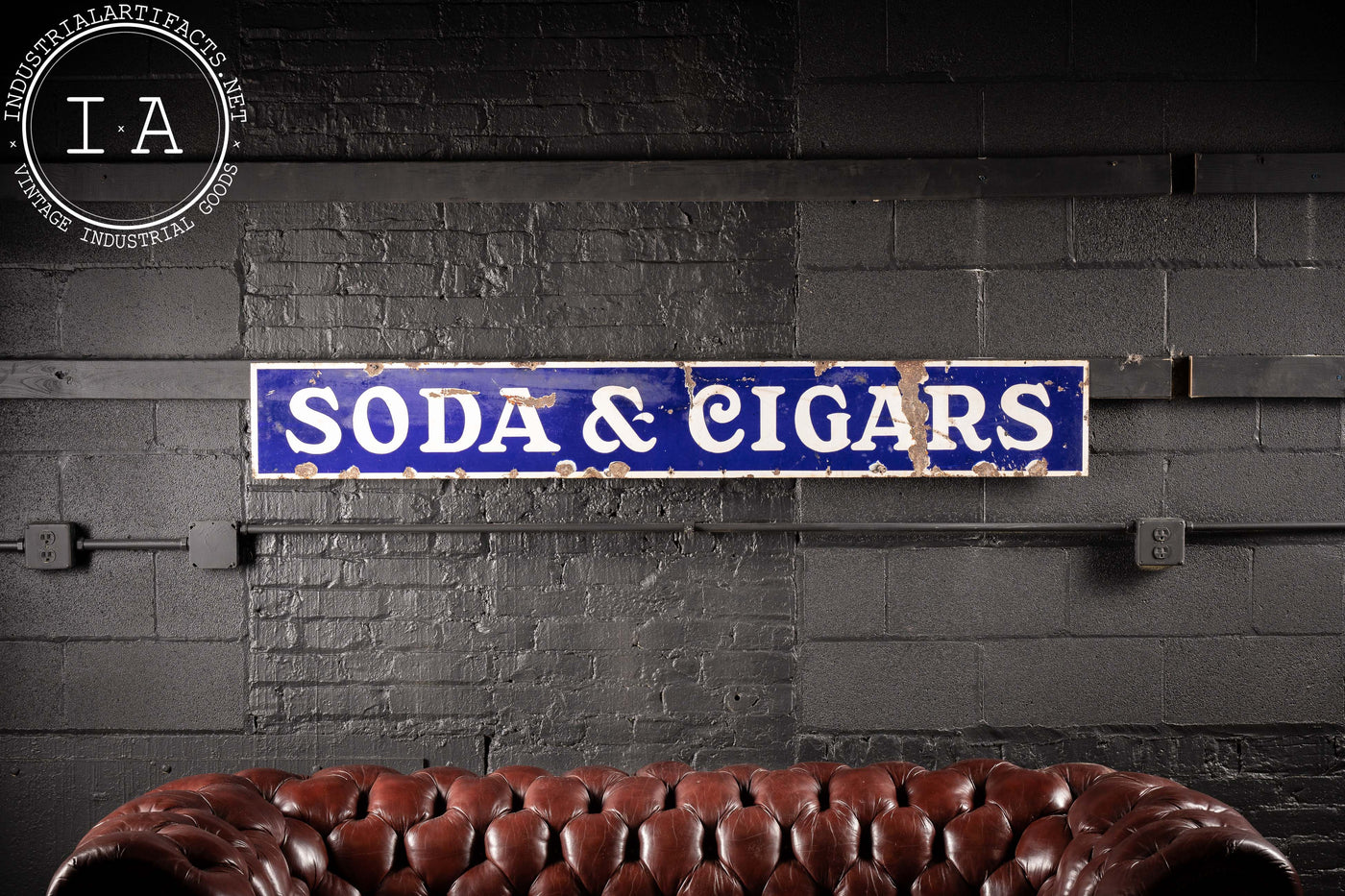 Antique Soda And Cigars Single Sided Porcelain Sign