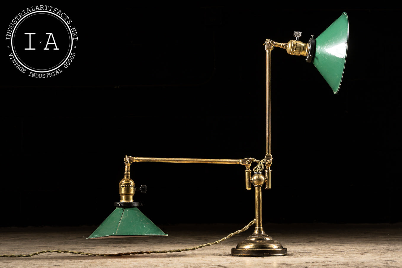 Early 1900s Faries Dual Head Desk Lamp