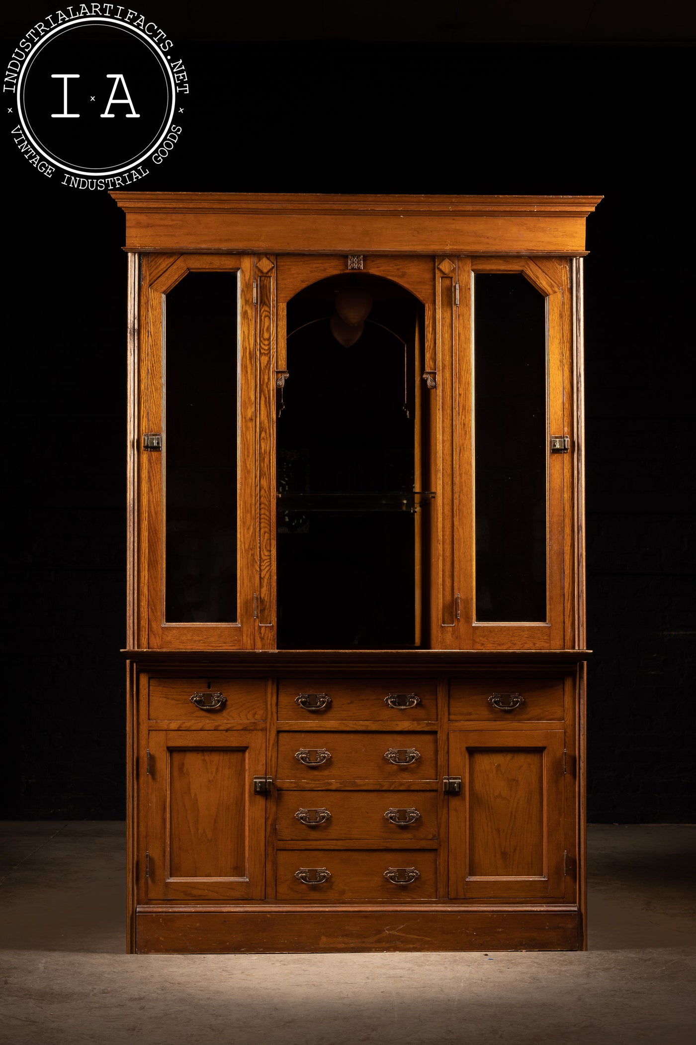 Early 20th Century Lighted Hutch Cabinet