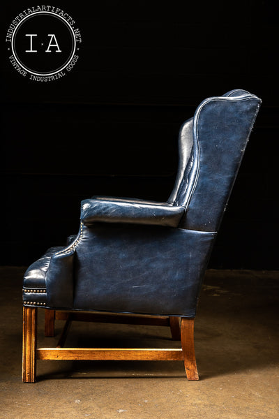 Midnight Blue Tufted Leather Armchair