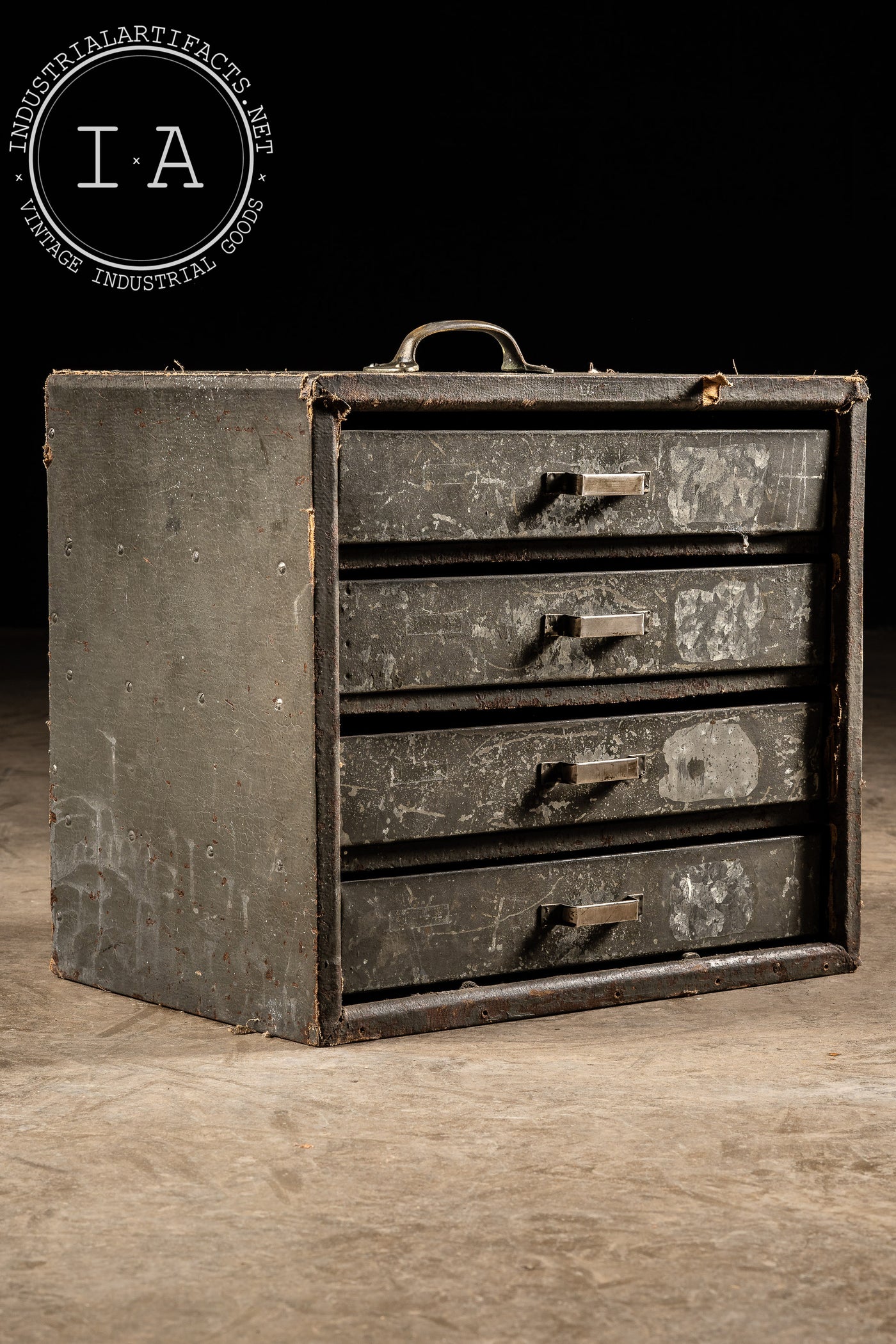 Vintage Industrial Handmade Tin Drawer Parts Cabinet