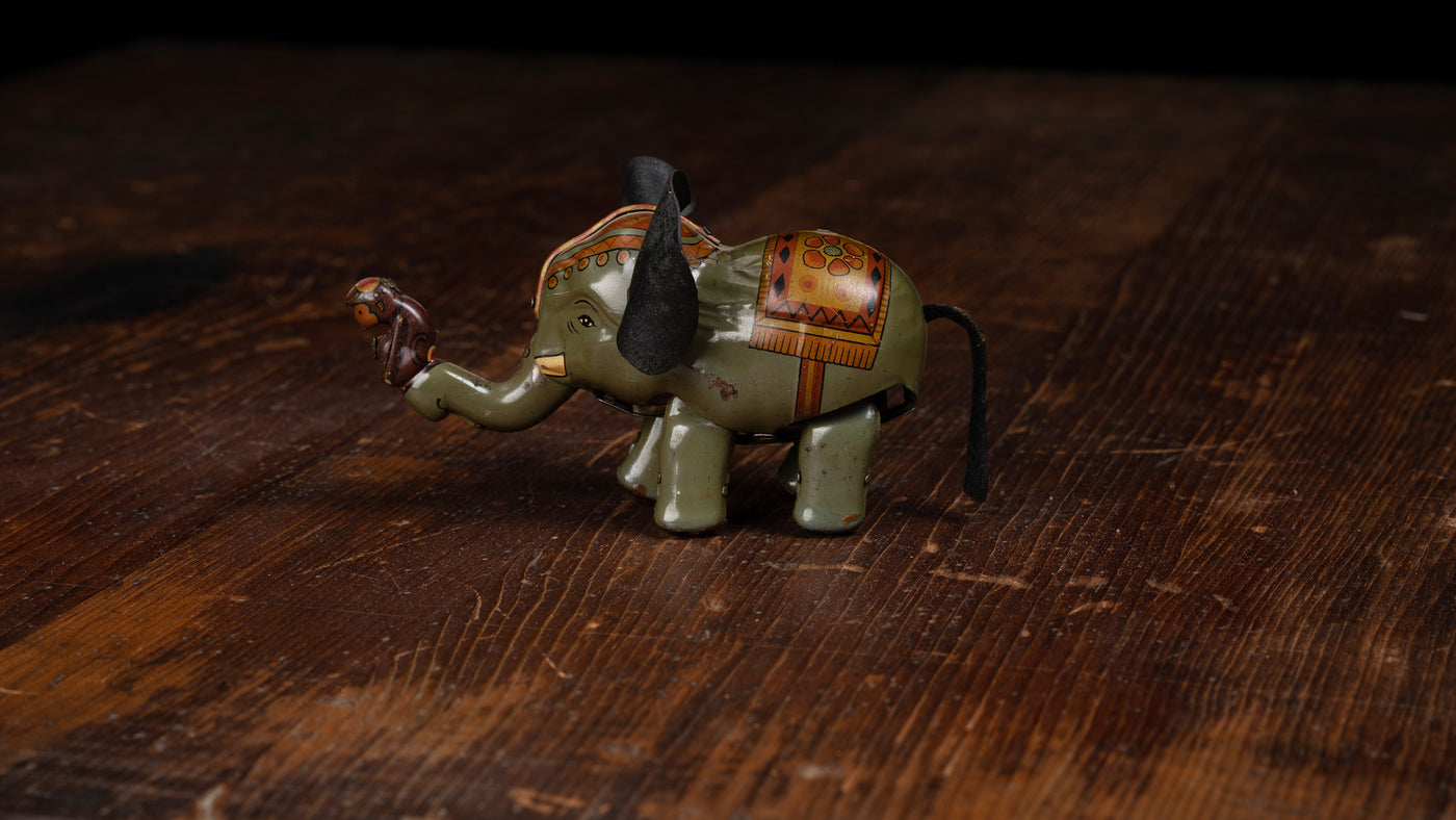 Vintage Japanese Litho Wind Up Elephant Toy