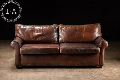 Vintage Full Grain Leather Sofa in Dark Brown