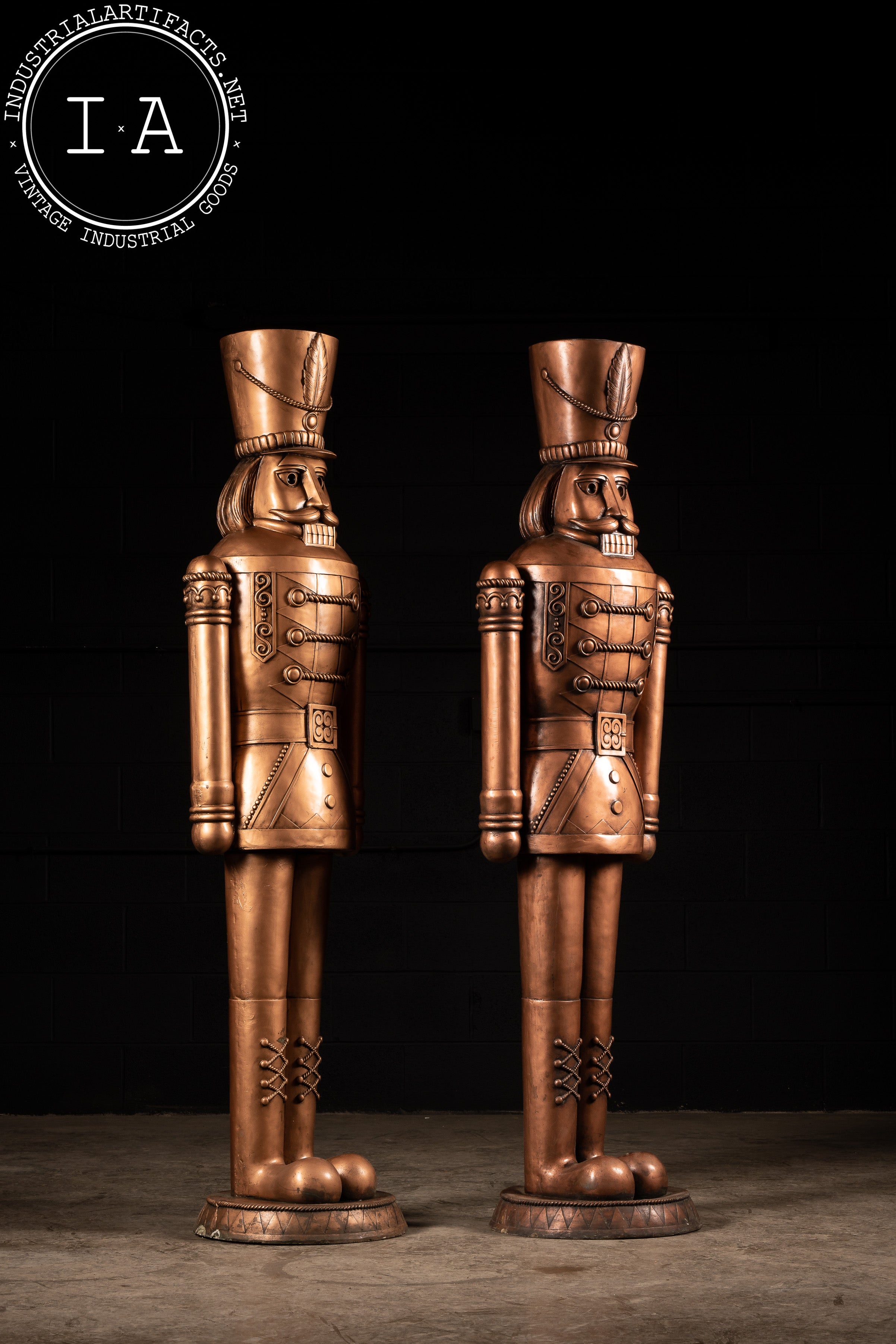 Vintage Pair of Bronze Nutcracker Statues Industrial Artifacts