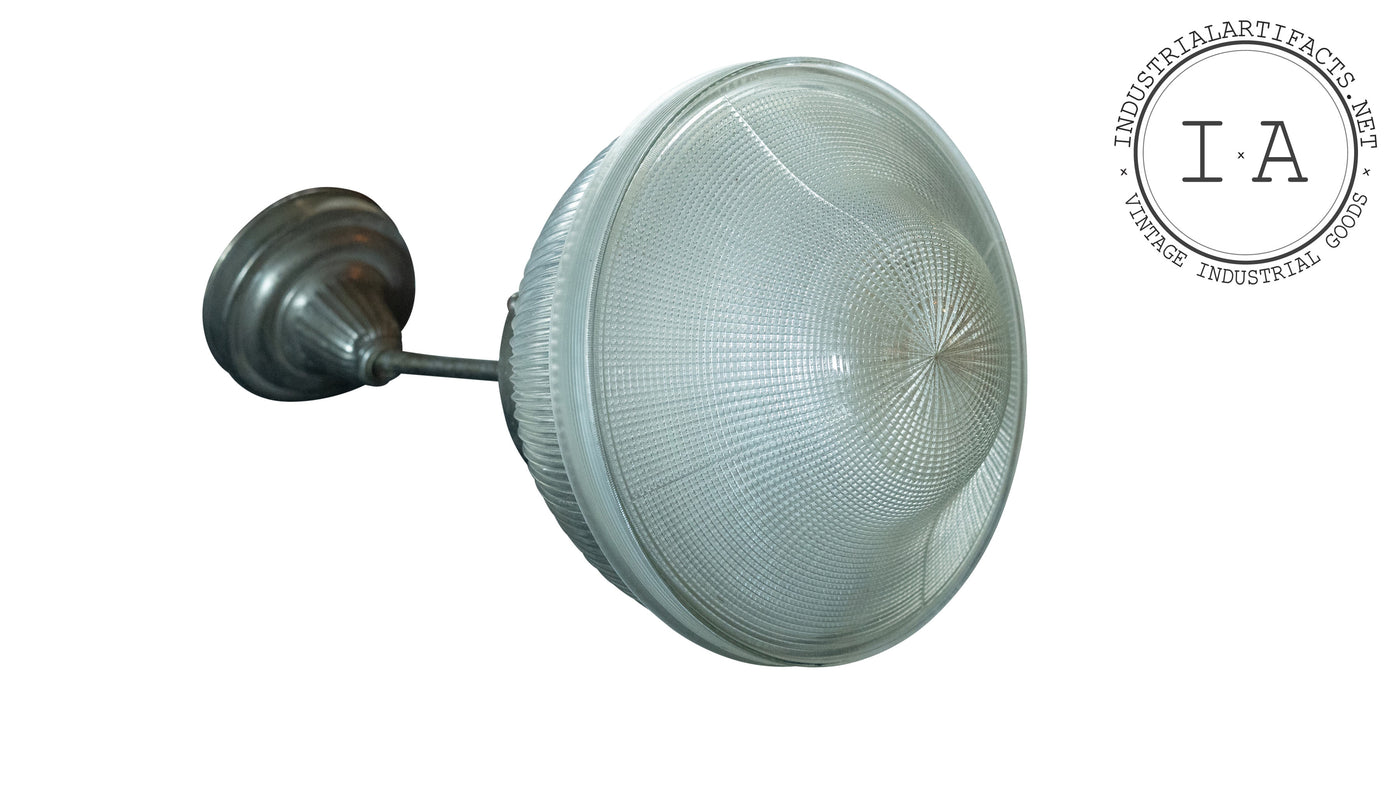 Antique Industrial Holophane Subway Globe Pendant Light