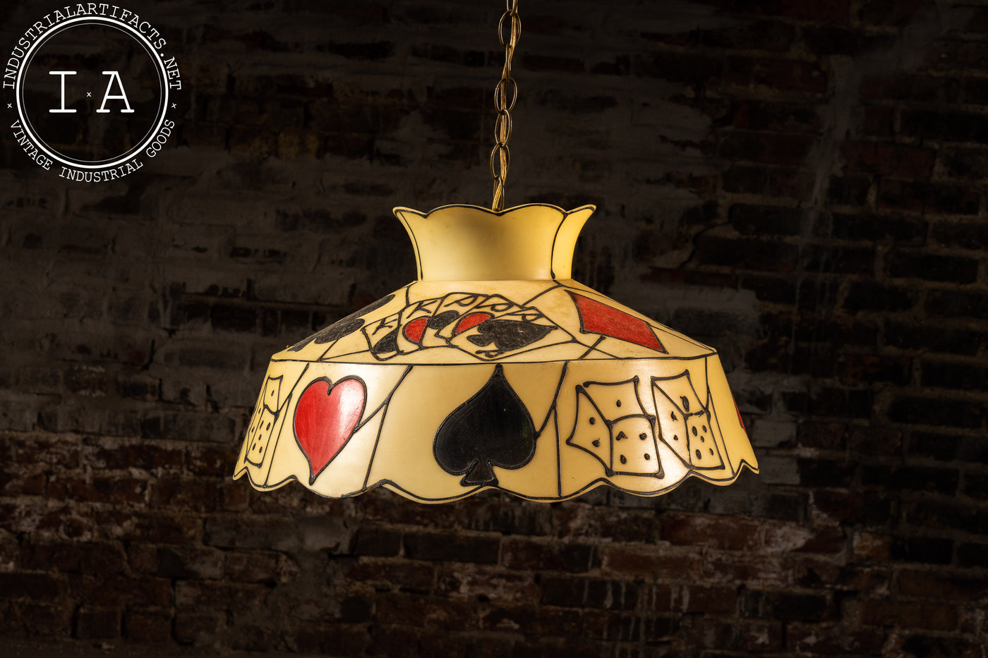 Vintage Painted Fiberglass Poker Pendant Lamp