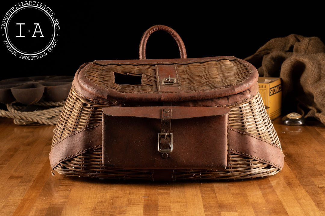 antique fishing wicker net Vintage Wicker Hunting And Fishing Bag – Industrial Artifacts