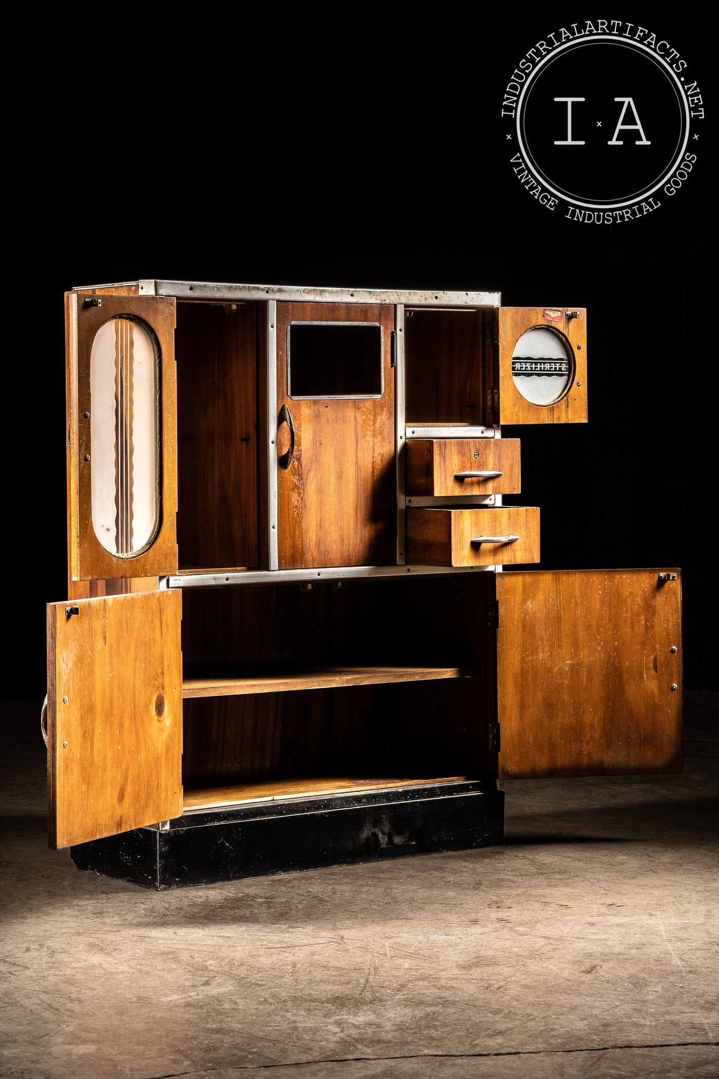 Wooden Barber Shop Cabinet