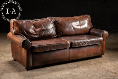 Vintage Full Grain Leather Sofa in Dark Brown