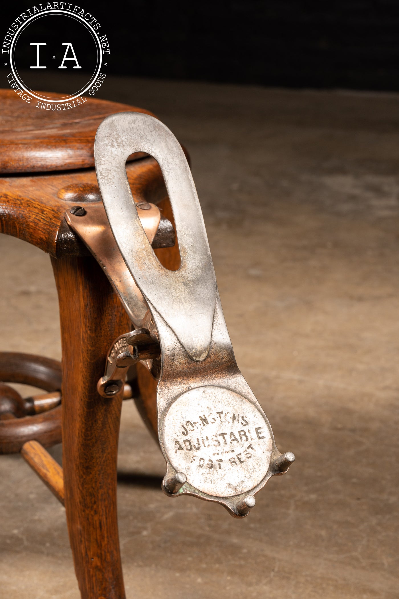 c. 1900 Wood and Metal Shoe Shine Stool by AC Barler