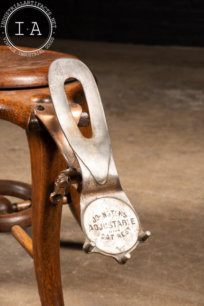 c. 1900 Wood and Metal Shoe Shine Stool by AC Barler