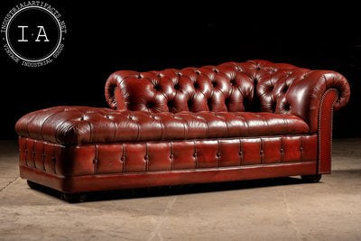 Vintage Tufted Leather Chaise in Burgundy