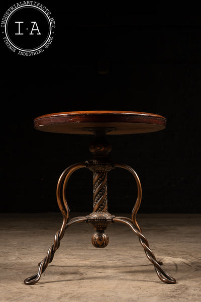 Early 20th Century Japanned Copper and Wood Stool