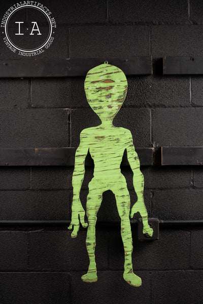 Vintage Painted Wood Folk Art Alien