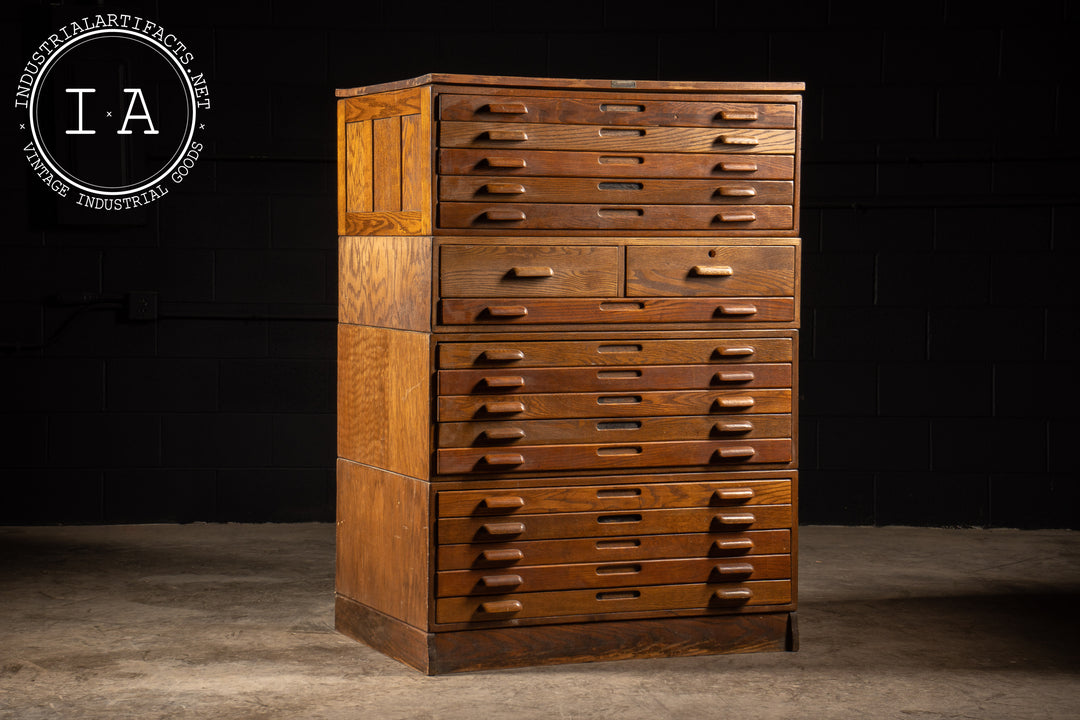 Antique wood flat file cabinet sales