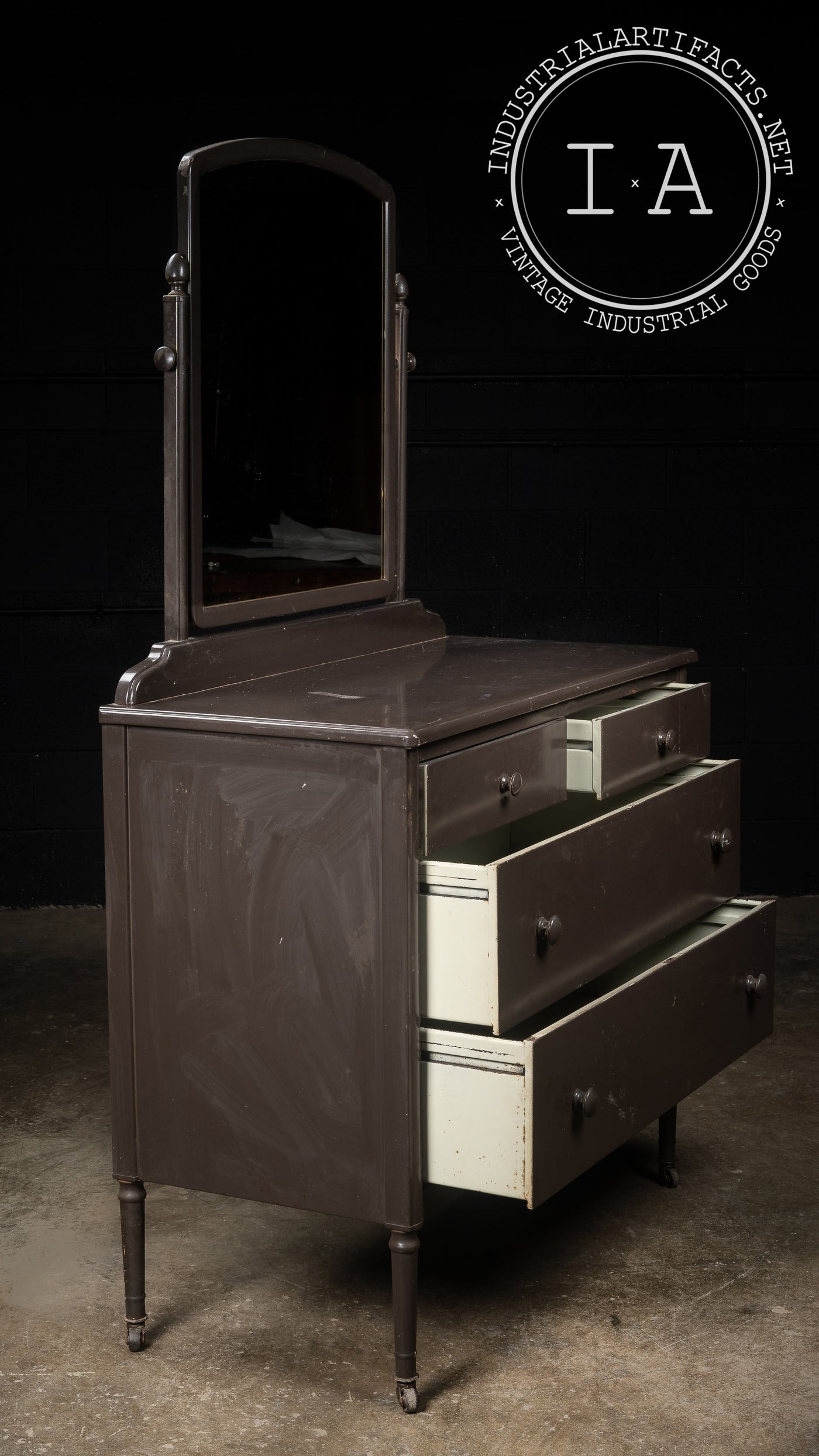 Vintage Mid Century Steel Dresser with Original Mirror