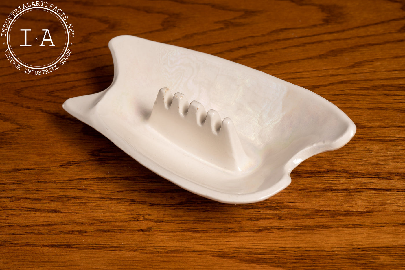 Vintage Mid Century Style White Clayware Ashtray