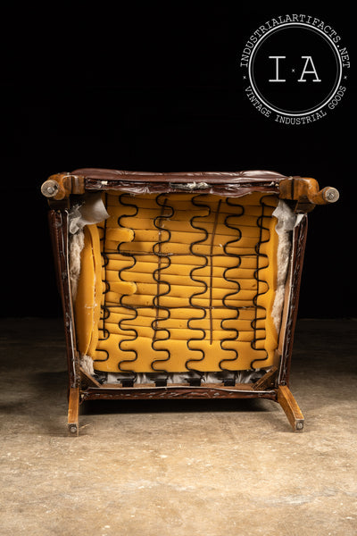 Vintage Wingback Tufted Leather Chair in Brown
