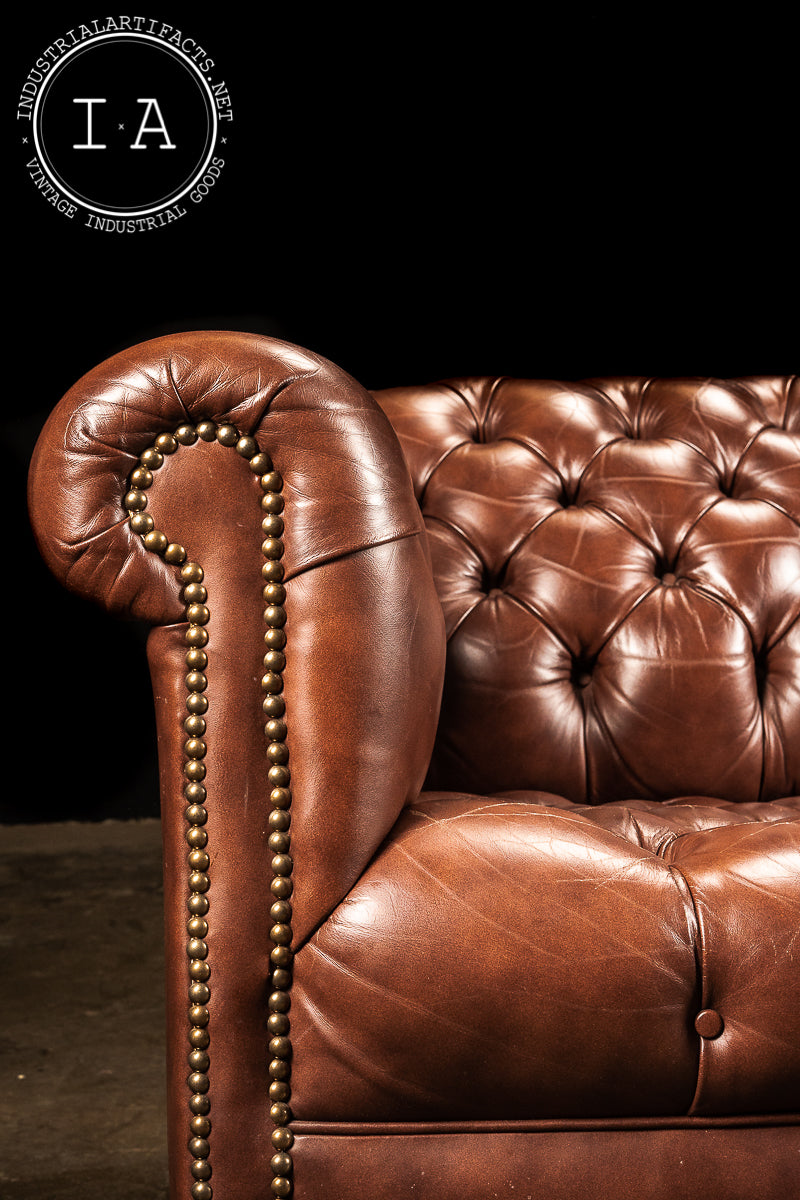 Vintage Tufted Leather Chesterfield Sofa in Cognac