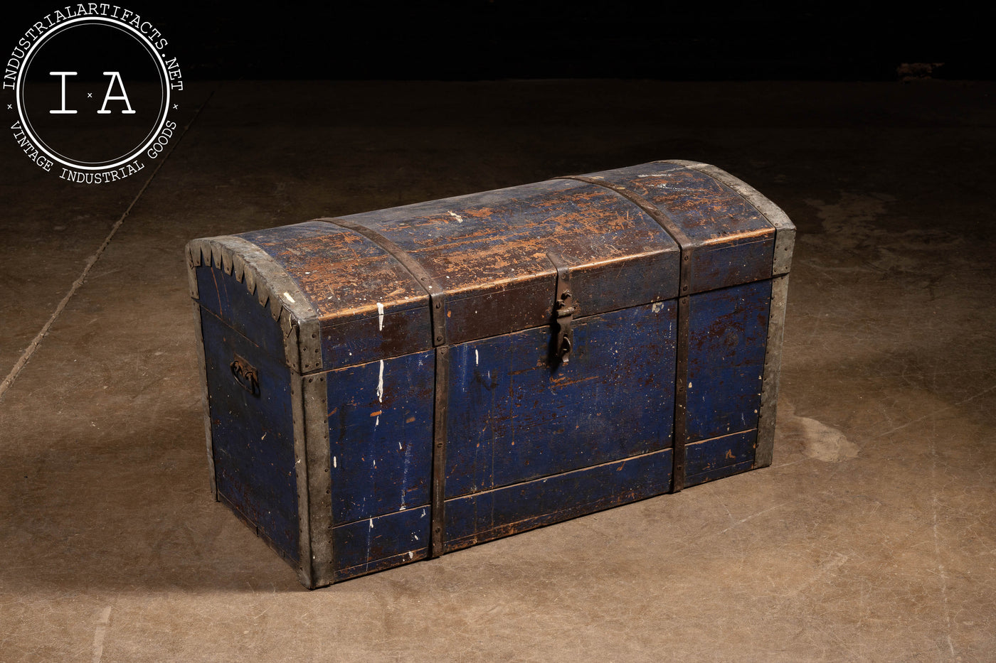 Early American Chest in Navy Blue with Patina