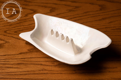 Vintage Mid Century Style White Clayware Ashtray